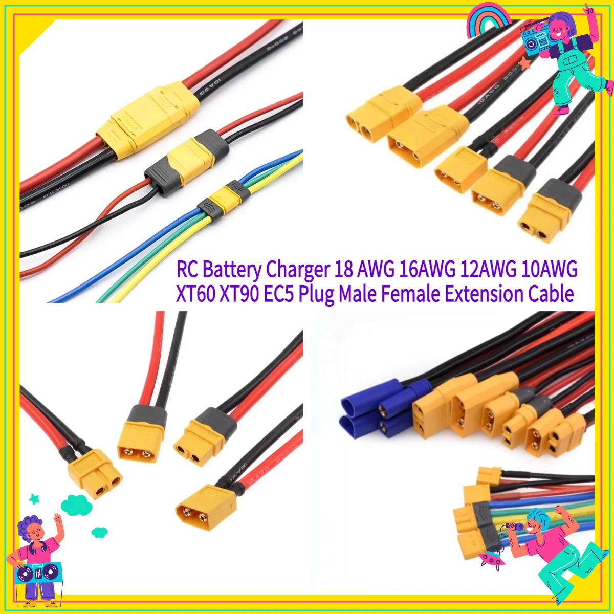 1Pcs RC Battery Charger 18 AWG 16AWG 12AWG 10AWG XT60 XT90 EC5 Plug Male Female Extension Cable Wire Connector 10CM/20CM/30CM
1Pcs RC Battery Charger 18 AWG 16AWG 12AWG 10AWG XT60 XT90 EC5 Plug Male Female Extension Cable Wire Connector 10CM/20CM/30CM
