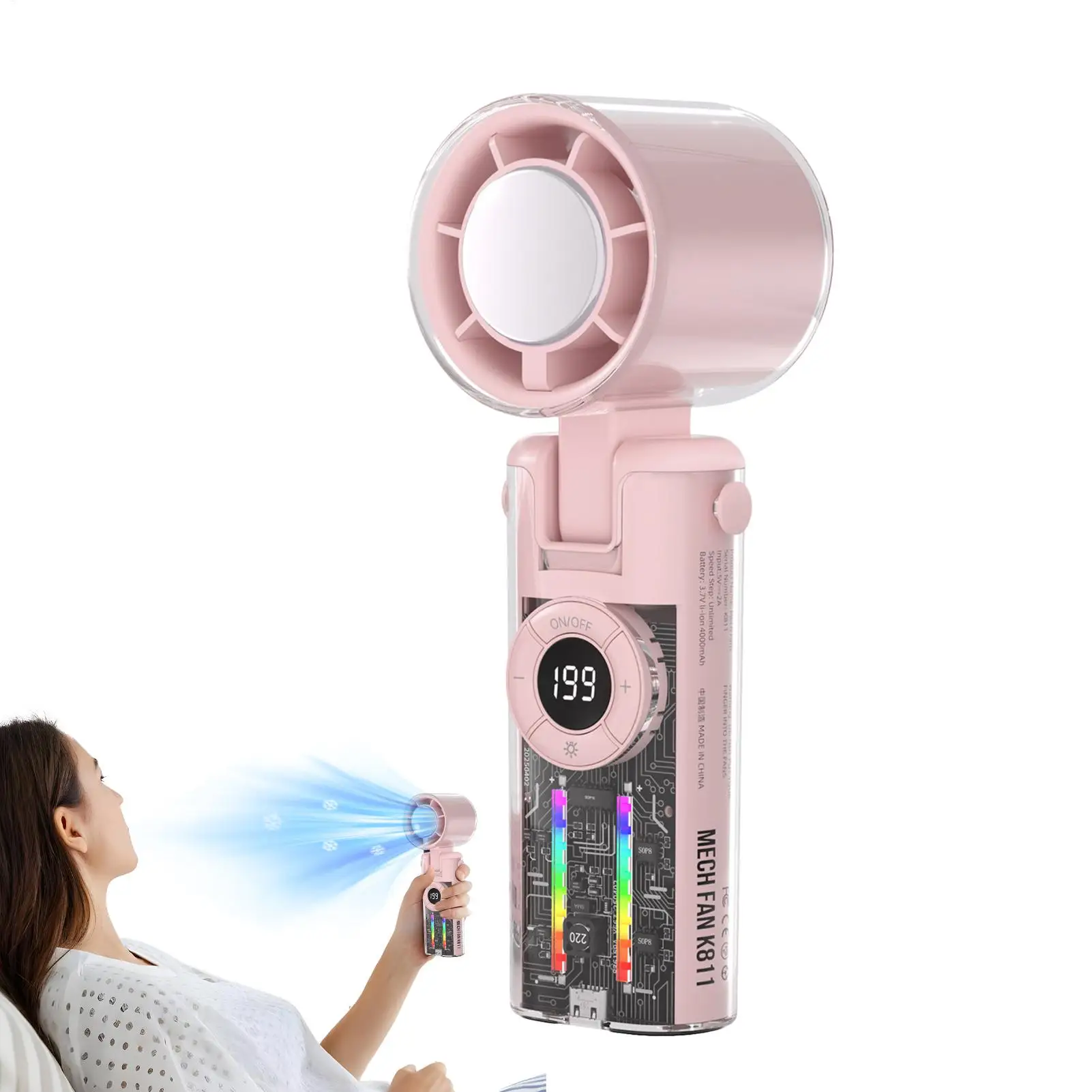 Handheld Electric Fan Foldable Hand Cooling Fan With Lights Compact Hot Weather Supplies With Lanyard For Work Fishing Picnic
Handheld Electric Fan Foldable Hand Cooling Fan With Lights Compact Hot Weather Supplies With Lanyard For Work Fishing Picnic
