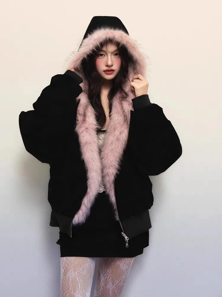 Double-Sided Wear Thiened Hooded Cotton Jaet Women's Faionable Winter Coat with Fur Collar Comfortable Casual Outerwear
Double-Sided Wear Thiened Hooded Cotton Jaet Women's Faionable Winter Coat with Fur Collar Comfortable Casual Outerwear