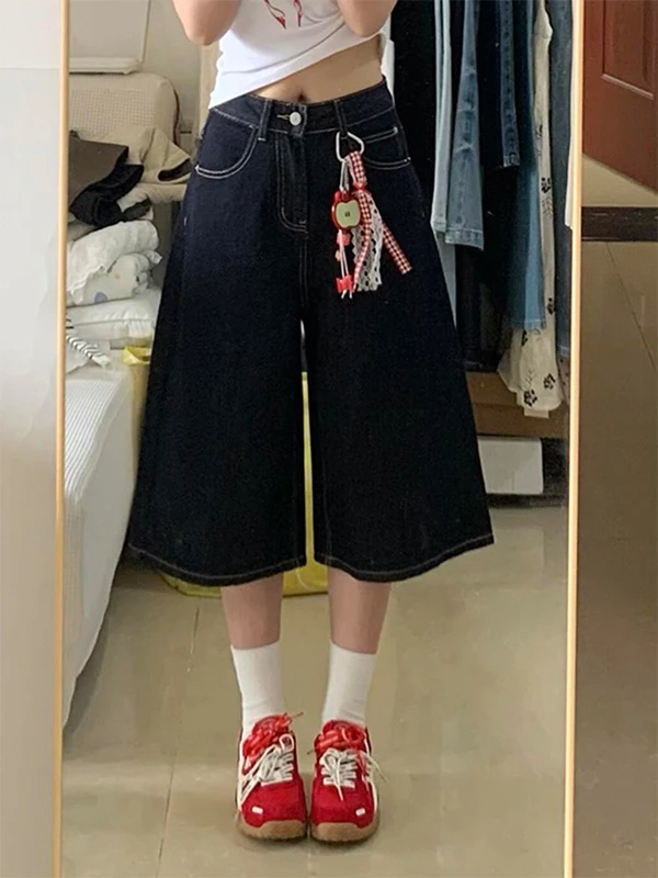 American Retro High Waist Wide Leg Jeans Women Summer New Loose Fit over Knee mid Length Shorts Casual Cotton Blend Denim
American Retro High Waist Wide Leg Jeans Women Summer New Loose Fit over Knee mid Length Shorts Casual Cotton Blend Denim