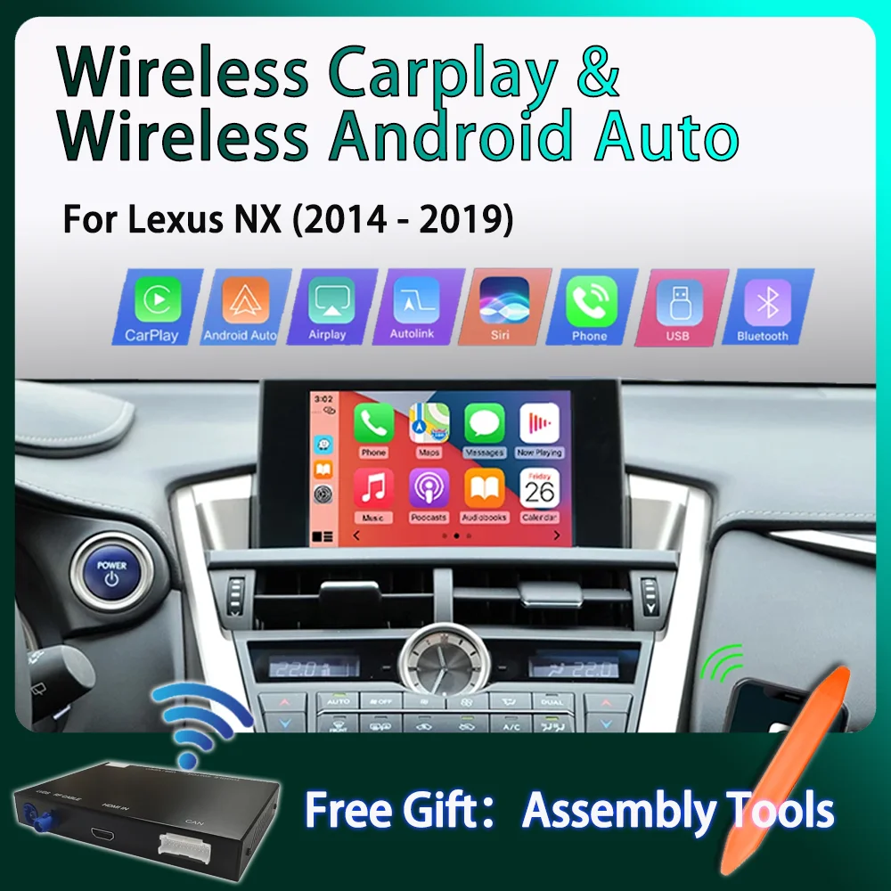 Wireless CarPlay for Lexus NX 2014-2019, with Android Auto Mirror Link AirPlay Car Player GPS Rear Camera Functions
Wireless CarPlay for Lexus NX 2014-2019, with Android Auto Mirror Link AirPlay Car Player GPS Rear Camera Functions
