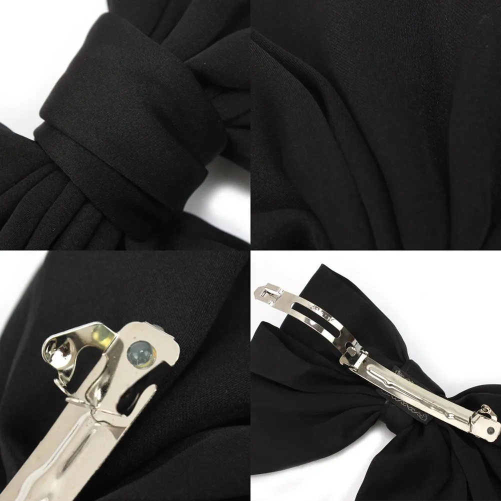 Women Girls Black Bowknot Hair Clip Satin Bow 22x13cm Stainless Steel Hairpin 10Cm Clip Simple Delicate Elegant Headwear
Women Girls Black Bowknot Hair Clip Satin Bow 22x13cm Stainless Steel Hairpin 10Cm Clip Simple Delicate Elegant Headwear