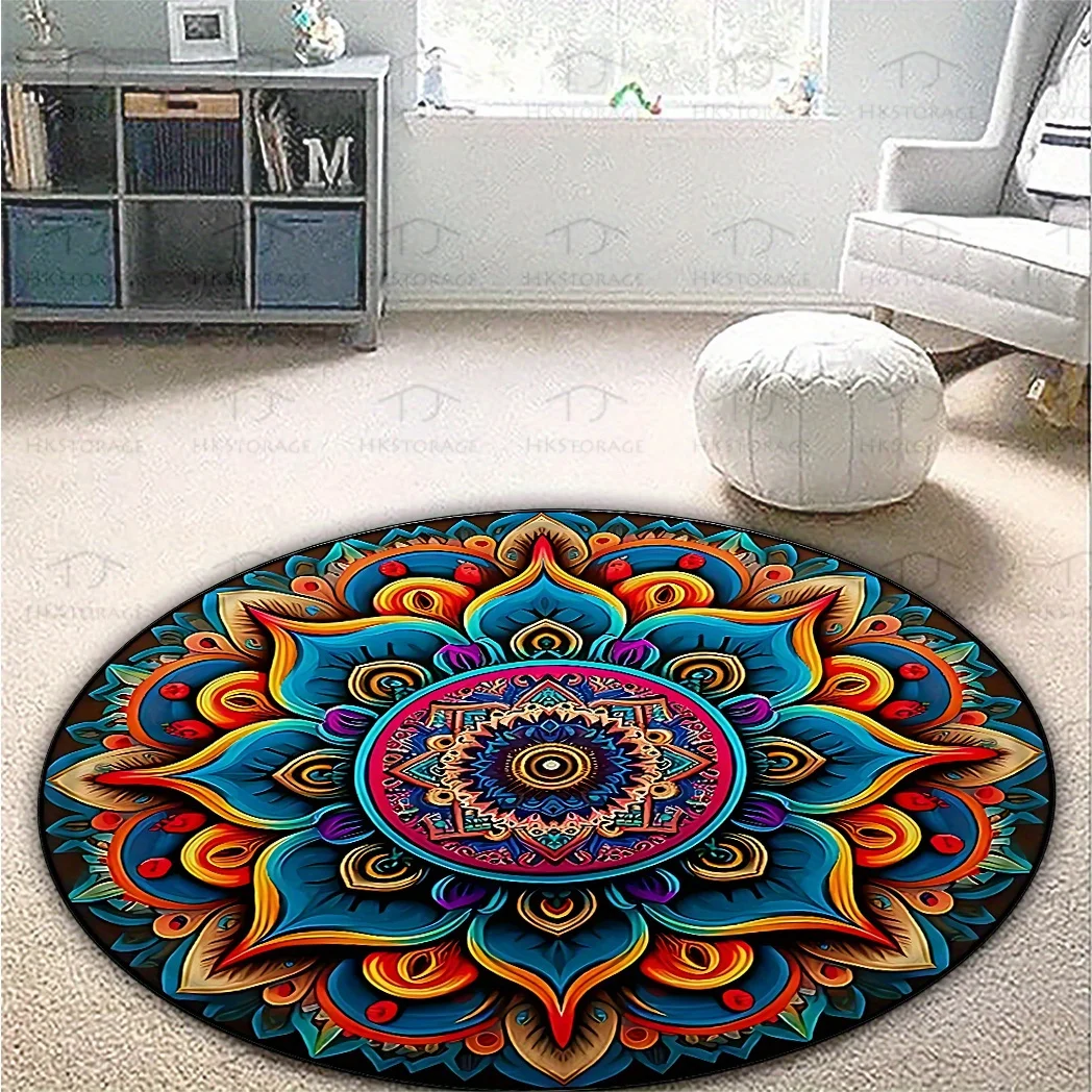 Crystal velvet carpetBohemian Round Doormat - Vibrant Mandala Design, Non-Woven Fabric, Rubber Backing, Hand Wash Only - Ideal f
Crystal velvet carpetBohemian Round Doormat - Vibrant Mandala Design, Non-Woven Fabric, Rubber Backing, Hand Wash Only - Ideal f