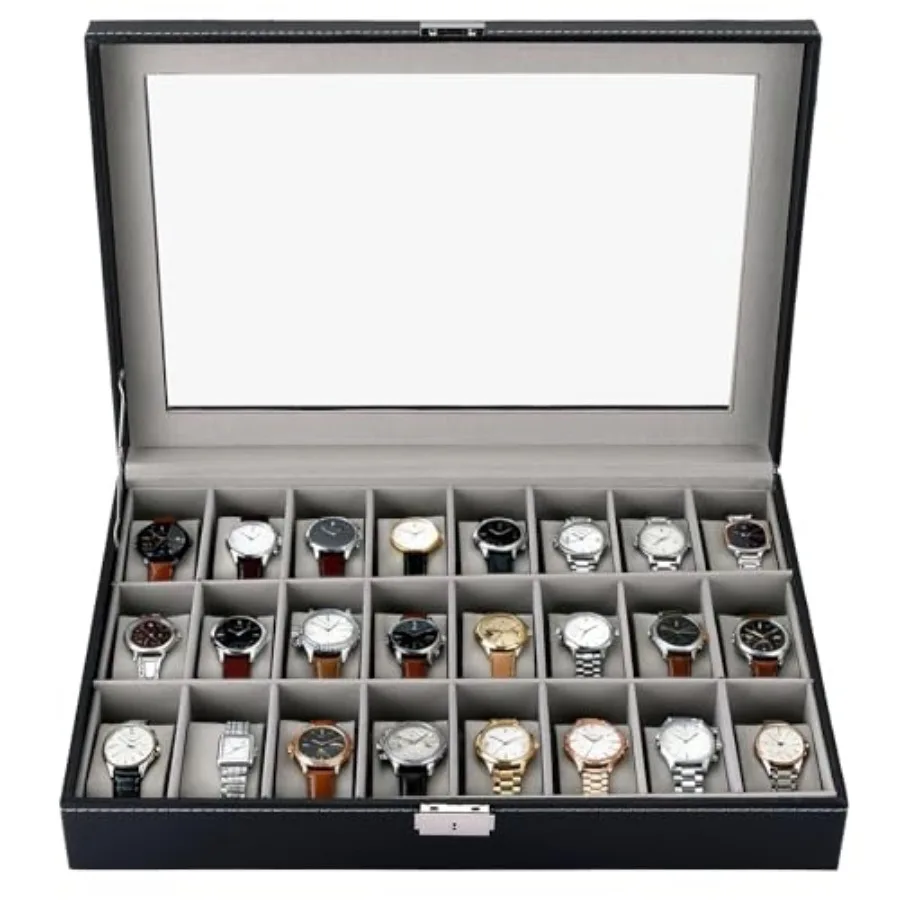 24 Slot Watch Box, Lockable Watch Storage Organizer with Removable Pillows for Men and Women, Portable Watch Display Case with
24 Slot Watch Box, Lockable Watch Storage Organizer with Removable Pillows for Men and Women, Portable Watch Display Case with