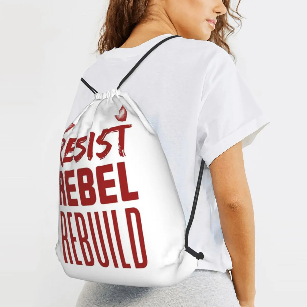 Resist Rebel Rebuild Backpacks Casual Drawstring Bags Storage Bag Book Bags for Man Woman Students
Resist Rebel Rebuild Backpacks Casual Drawstring Bags Storage Bag Book Bags for Man Woman Students