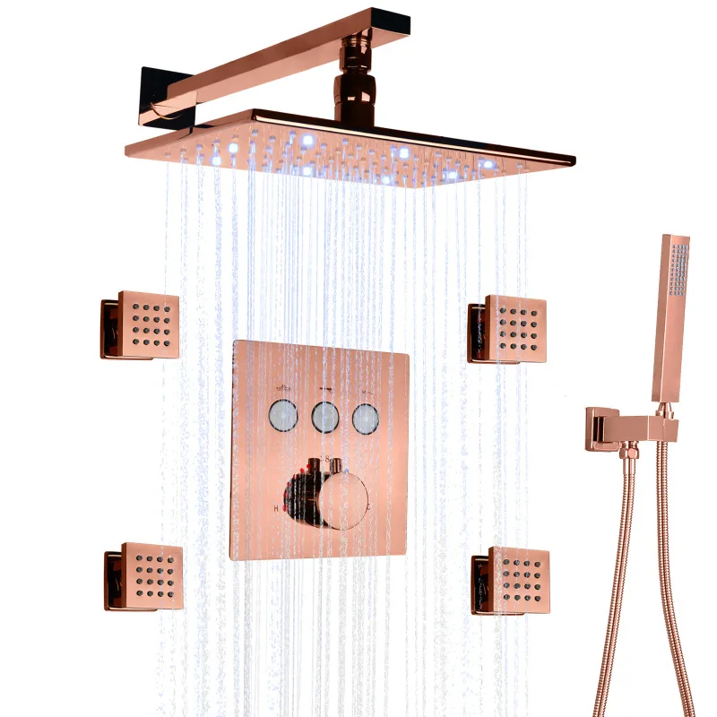 MTTUZK Wall Mounted Shower LED Rain Shower Rose Gold Bathroom Constant Temperature Concealed Shower Set With Massage Nozzle
MTTUZK Wall Mounted Shower LED Rain Shower Rose Gold Bathroom Constant Temperature Concealed Shower Set With Massage Nozzle