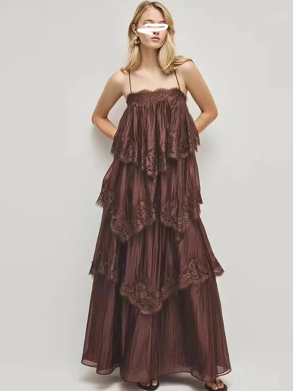 Lace Splicing Strap Dress Women's New Summer 2026 Super Fairy Tiers Vacation Style Travel Long Cake Skirt Maxi Gown Dress
Lace Splicing Strap Dress Women's New Summer 2026 Super Fairy Tiers Vacation Style Travel Long Cake Skirt Maxi Gown Dress