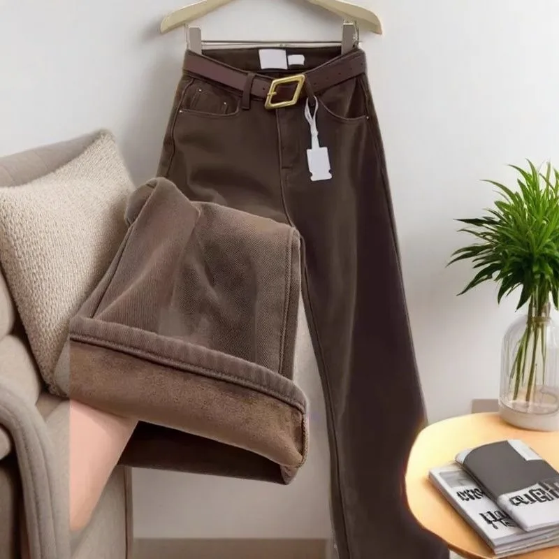 new chocolate-colored fleece wide-leg jeans women's autumn winter featuring simple high-waisted design commuting straight-leg
new chocolate-colored fleece wide-leg jeans women's autumn winter featuring simple high-waisted design commuting straight-leg