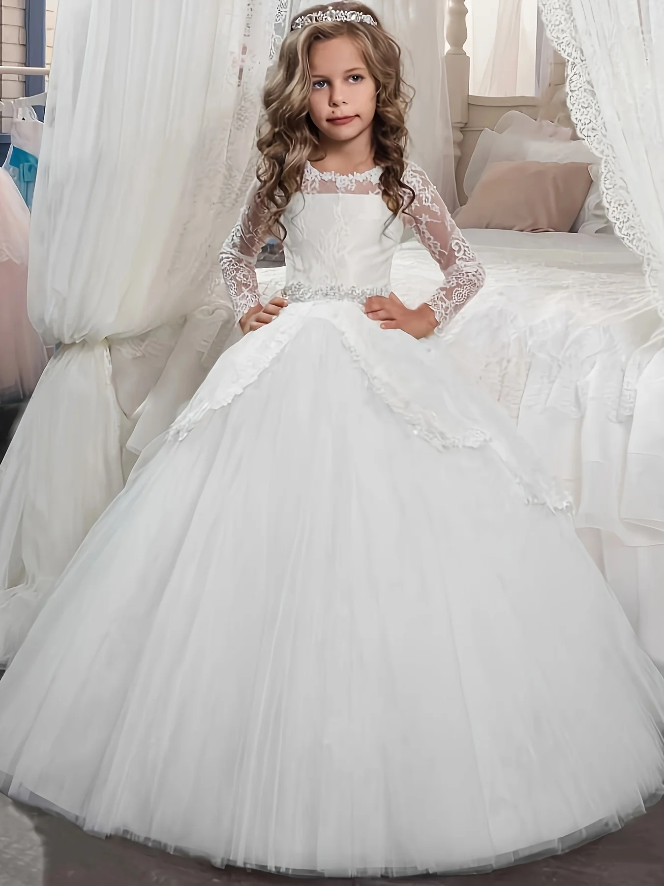 Flower Girl Dresses for Wedding Lace First Communion Dress White Pageant Party Ball Gown
Flower Girl Dresses for Wedding Lace First Communion Dress White Pageant Party Ball Gown