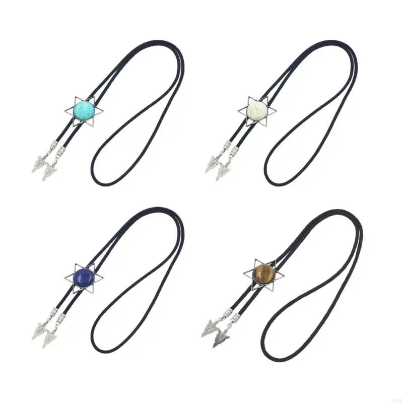 49MF Punk Western Cowboy Bolo Tie Stone Hexagram Necktie Necklace Costume Accessory
49MF Punk Western Cowboy Bolo Tie Stone Hexagram Necktie Necklace Costume Accessory