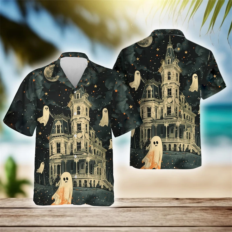 Рубашки с рисунком призрака на Хэллоуин для мужчин, одежда, повседневная праздничная рубашка на пуговицах, мультяшный дизайн, блузка с лацканами небольшого размера, топы
Рубашки с рисунком призрака на Хэллоуин для мужчин, одежда, повседневная праздничная рубашка на пуговицах, мультяшный дизайн, блузка с лацканами небольшого размера, топы