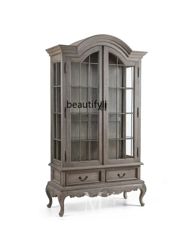 zxqxzzY13 Y13 American country retro old oak wine cabinet glass double door arch, living room, dining side cabinet
zxqxzzY13 Y13 American country retro old oak wine cabinet glass double door arch, living room, dining side cabinet