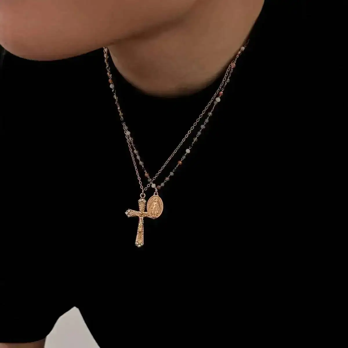 KunJoe 2Pcs/Set Vintage Virgin Mary Cross Jesus Pendant Necklace for Men Hip-Hop Punk Gold Color Metal Adjustable Chain Jewelry
KunJoe 2Pcs/Set Vintage Virgin Mary Cross Jesus Pendant Necklace for Men Hip-Hop Punk Gold Color Metal Adjustable Chain Jewelry