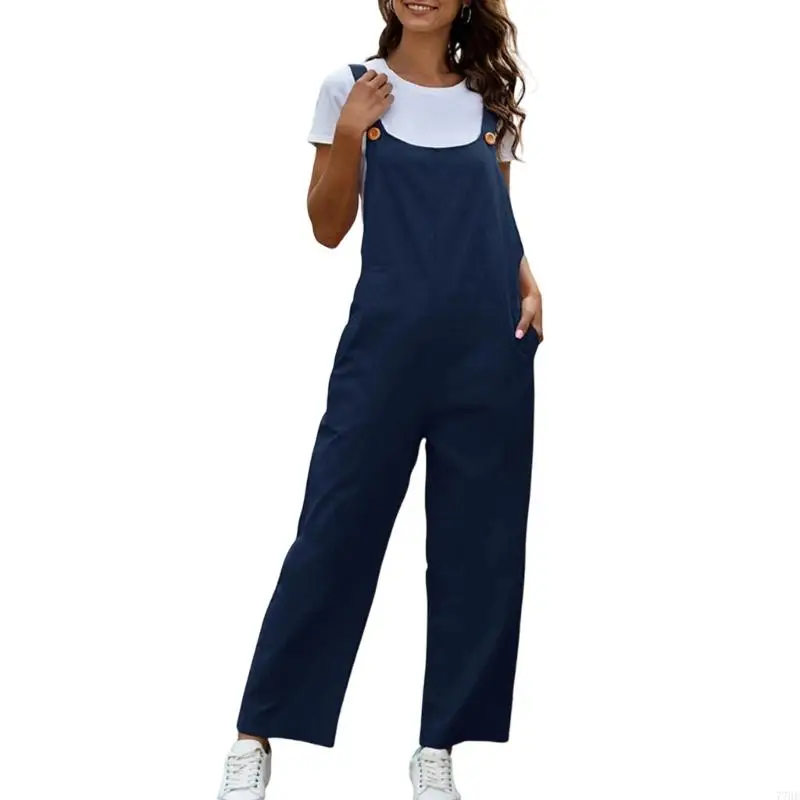 77HE Women's Casual Retro Cargo Pants Adjustable Shoulder Straps Loose Wide Leg Jumpsuit with Pockets
77HE Women's Casual Retro Cargo Pants Adjustable Shoulder Straps Loose Wide Leg Jumpsuit with Pockets