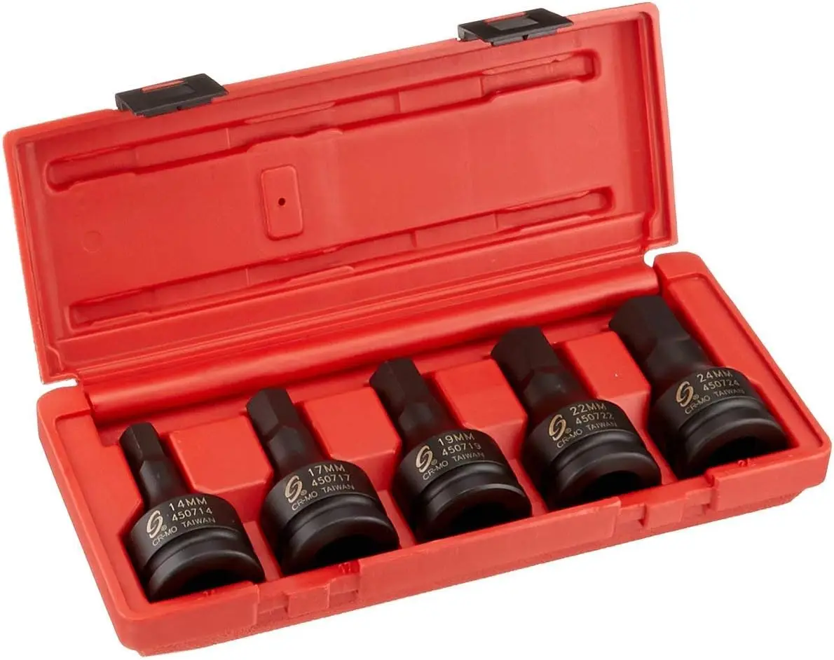 3/4 Inch Drive Impact Hex Driver Set, 5-Piece Metric 14-24mm, Cr-Mo Steel with Storage Case
3/4 Inch Drive Impact Hex Driver Set, 5-Piece Metric 14-24mm, Cr-Mo Steel with Storage Case