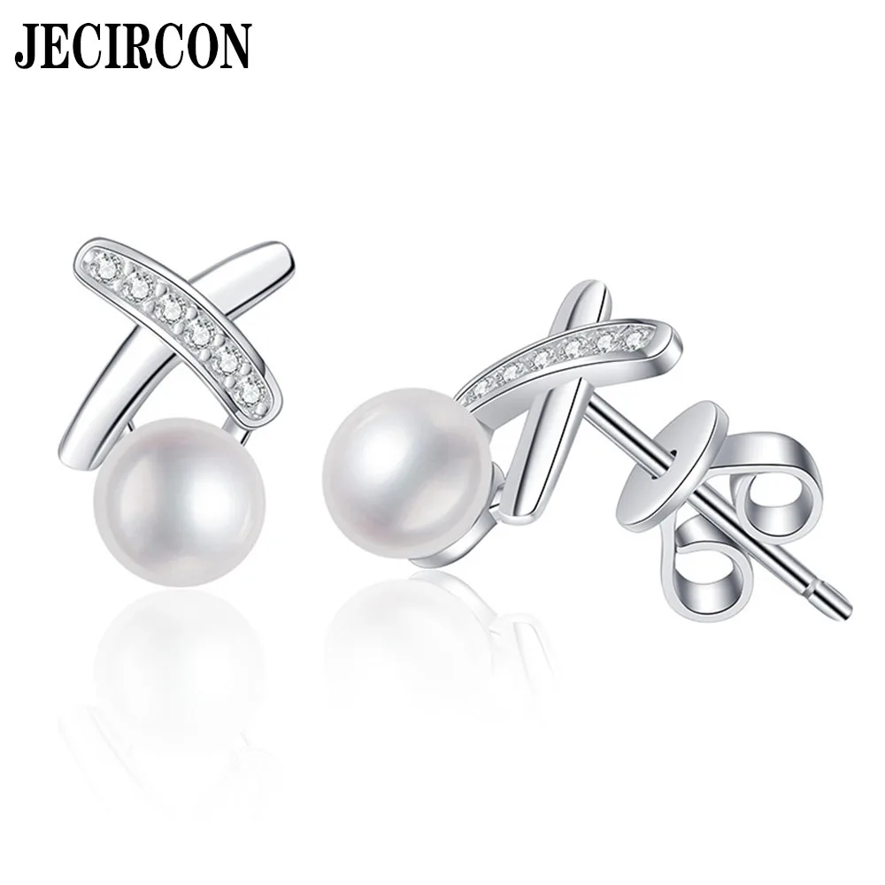 JECIRCON S925 Sterling Silver Earrings Freshwater Pearl Studs for Women Korean Style X-Shaped Micro-set Mini 7A Zircon Jewelry
JECIRCON S925 Sterling Silver Earrings Freshwater Pearl Studs for Women Korean Style X-Shaped Micro-set Mini 7A Zircon Jewelry