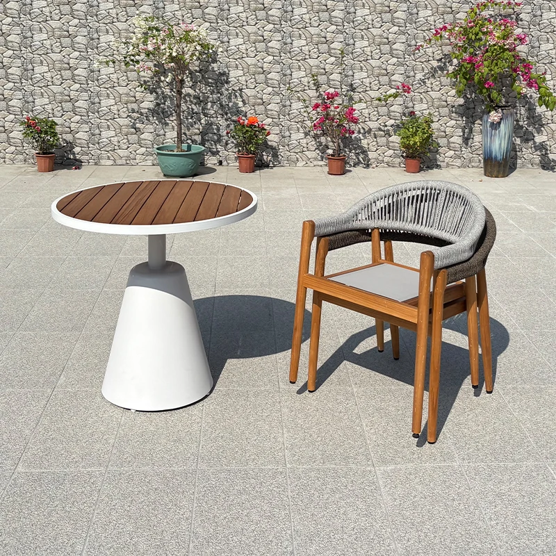 Teak Outdoor Table and Chair Garden Rope Set Villa Balcony Restaurant Cafe Hotel Outdoor Furniture Set
Teak Outdoor Table and Chair Garden Rope Set Villa Balcony Restaurant Cafe Hotel Outdoor Furniture Set