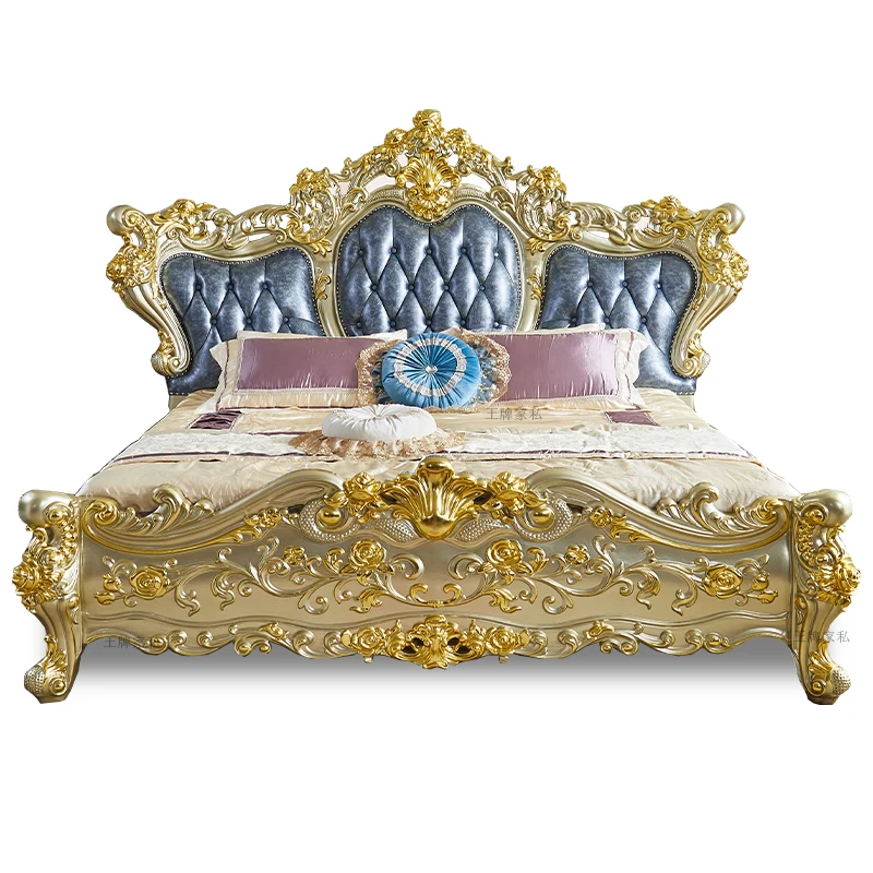 Luxury leather double bed 1.8 meters large apartment villa master bedroom full solid wood bed 2 meters gold furniture
Luxury leather double bed 1.8 meters large apartment villa master bedroom full solid wood bed 2 meters gold furniture