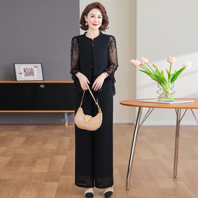 New 2025 Summer Faion Thin Two-Piece Set for Mom Middle-Aged and Women T-shirt Set Polyester Fiber
New 2025 Summer Faion Thin Two-Piece Set for Mom Middle-Aged and Women T-shirt Set Polyester Fiber