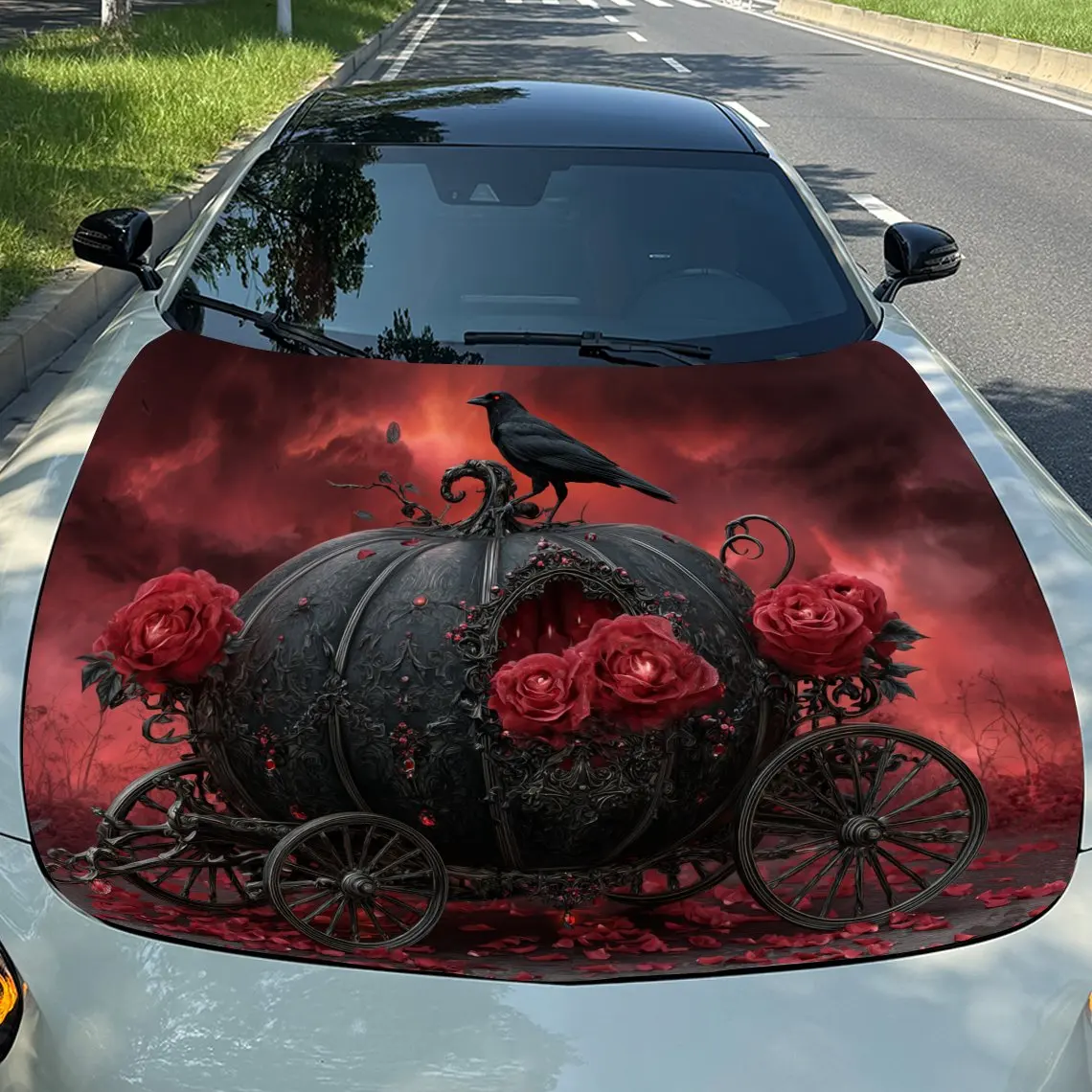 RedThemed Crow Pumpkin Carriage Car Vinyl Wrap, PVC Waterproof Car Hood Sticker, Self-Adhesive Scratch-Resistant Stickers for E
RedThemed Crow Pumpkin Carriage Car Vinyl Wrap, PVC Waterproof Car Hood Sticker, Self-Adhesive Scratch-Resistant Stickers for E