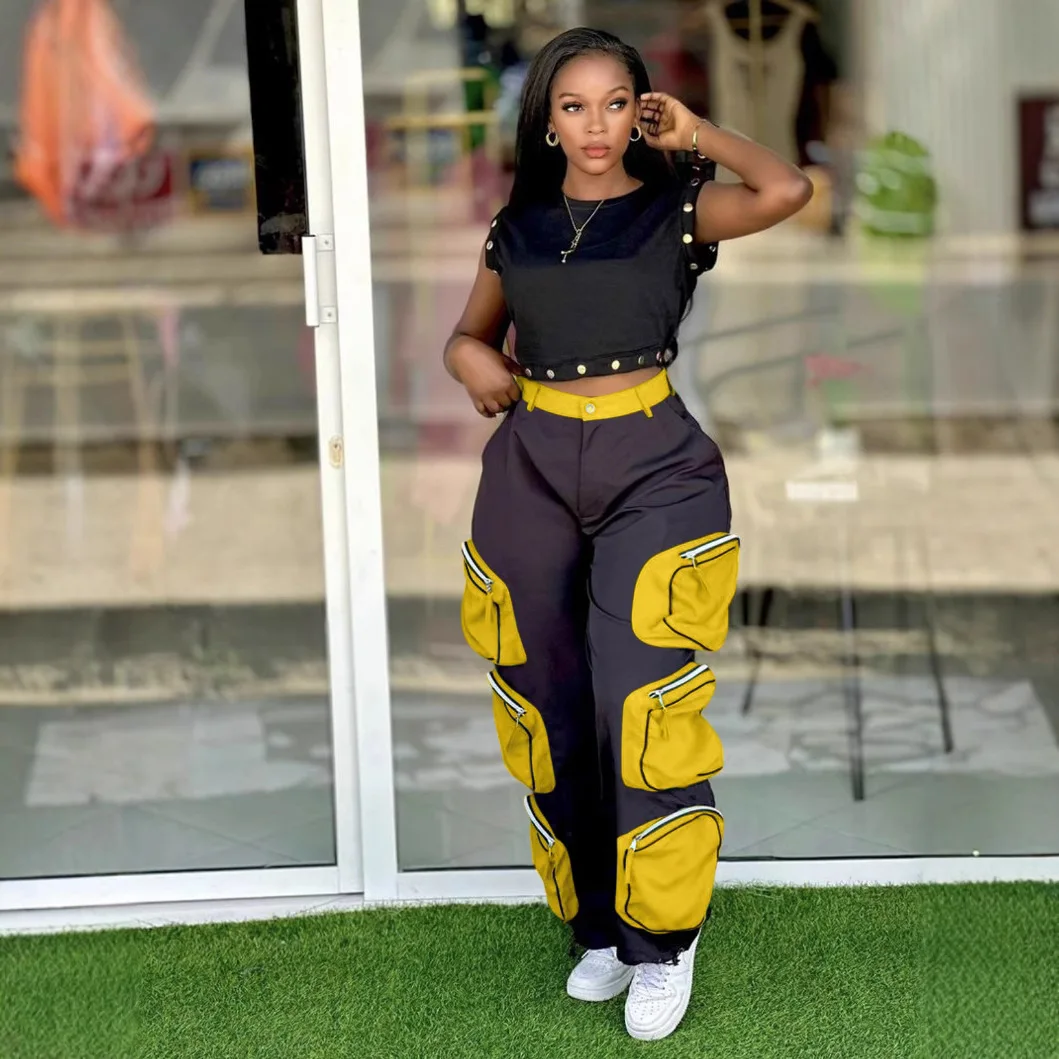 Fashion Women's Set Street Splicing Short Sleeve Tops And Pocket Side Cargo Pants 2025 Summer Two 2Piece Set Outfit Tracksuit
Fashion Women's Set Street Splicing Short Sleeve Tops And Pocket Side Cargo Pants 2025 Summer Two 2Piece Set Outfit Tracksuit