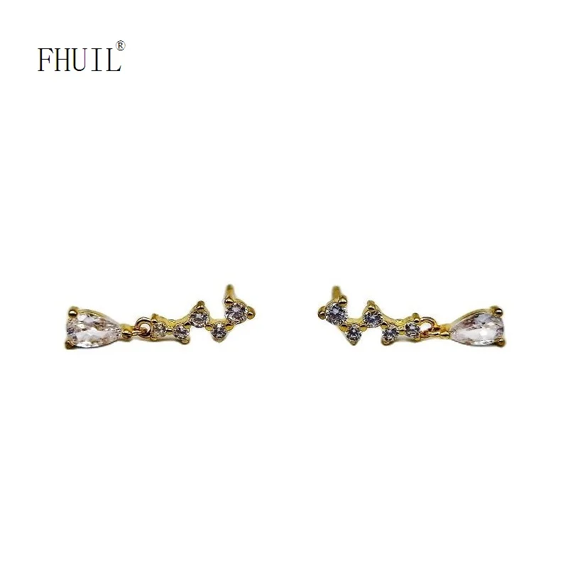 Роскошные Висячие серьги для женщин, подвеска из циркония с позолотой, серебро 925 пробы, игла, милые ушные ювелирные изделия, свадебные аксессуары 
Роскошные Висячие серьги для женщин, подвеска из циркония с позолотой, серебро 925 пробы, игла, милые ушные ювелирные изделия, свадебные аксессуары