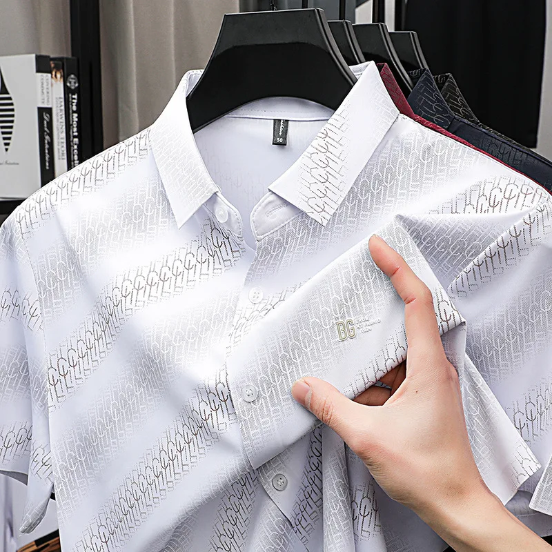 Men's Short Sleeve Ice Silk Elastic Printed Shirt Casual Loose Fit Summer Fashion Light Maturity Style Chinese Brandless Shirt
Men's Short Sleeve Ice Silk Elastic Printed Shirt Casual Loose Fit Summer Fashion Light Maturity Style Chinese Brandless Shirt