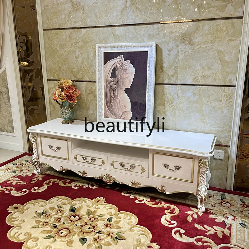 French solid wood TV cabinet, European court living room engraved with drawers TV, locker
French solid wood TV cabinet, European court living room engraved with drawers TV, locker