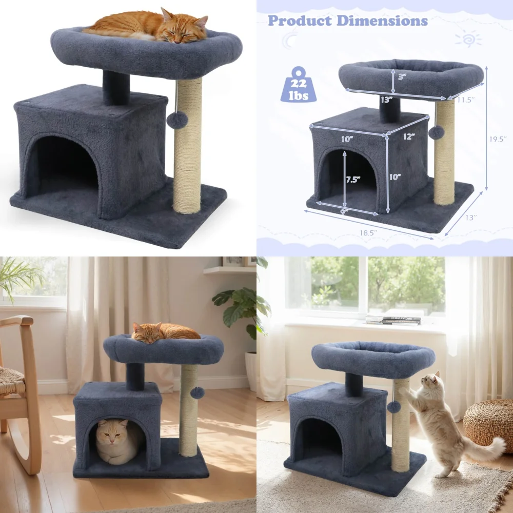 19, 5-дюймовое кошачье дерево с толстой плюшевой игрушкой, когтеточка, натуральный сизаль, альпинистская башня для домашних кошек, игровой центр, кондоминирование
19, 5-дюймовое кошачье дерево с толстой плюшевой игрушкой, когтеточка, натуральный сизаль, альпинистская башня для домашних кошек, игровой центр, кондоминирование