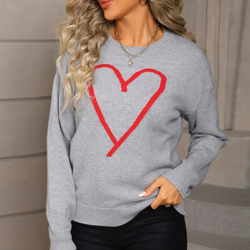 Повседневный свободный осенне-зимний женский пуловер, новый вязаный свитер с круглым вырезом Love и длинными рукавами, модная женская одежда
Повседневный свободный осенне-зимний женский пуловер, новый вязаный свитер с круглым вырезом Love и длинными рукавами, модная женская одежда