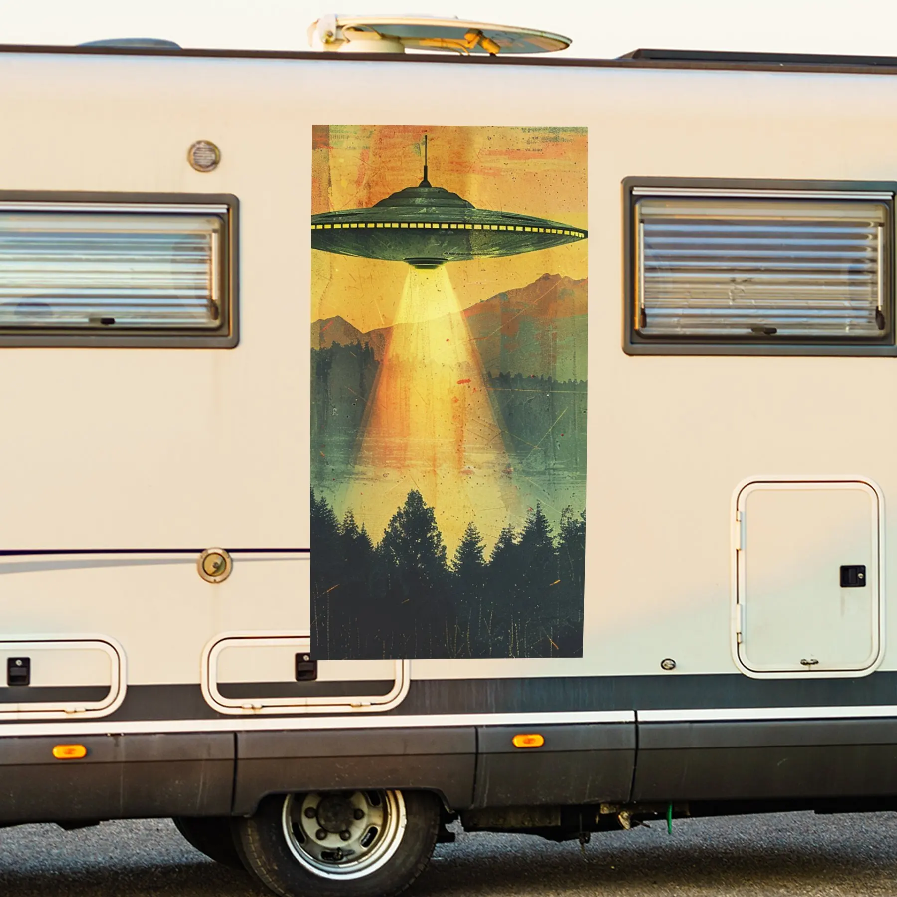 Vintage UFO Over Mountain Sticker,Vinyl Decal for motorhome car door, Waterproof Self-Adhesive Vinyl Stickers, Decoration Protec
Vintage UFO Over Mountain Sticker,Vinyl Decal for motorhome car door, Waterproof Self-Adhesive Vinyl Stickers, Decoration Protec