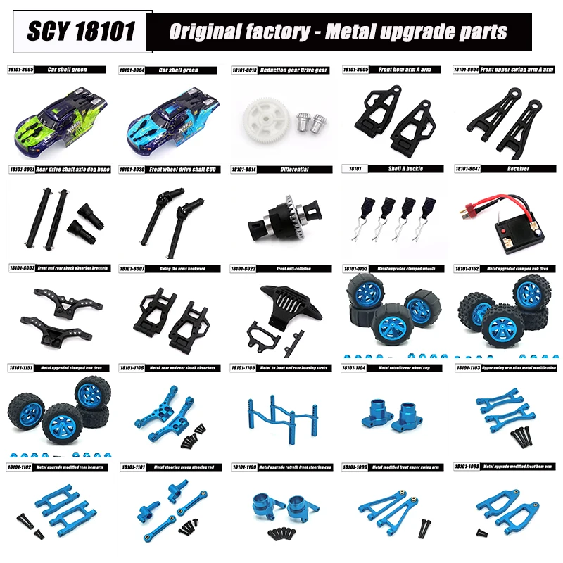 SCY1/18 18101 RC Cars Original-Metal Upgrade Parts Housing Differential Drive Shaft Swing Arm Rc Cars for Adults Car Accessories
SCY1/18 18101 RC Cars Original-Metal Upgrade Parts Housing Differential Drive Shaft Swing Arm Rc Cars for Adults Car Accessories