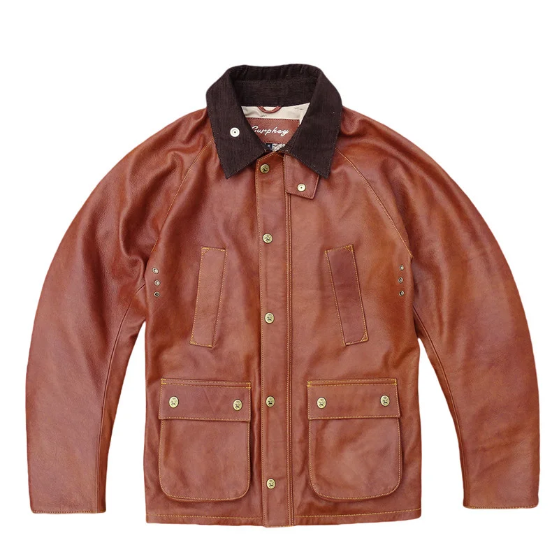 Brown Autumn Leather Jacket Men England Retro Style Plus Size 4XL Genuine Natural Cowhide Turn-Down Collar Leather Coat
Brown Autumn Leather Jacket Men England Retro Style Plus Size 4XL Genuine Natural Cowhide Turn-Down Collar Leather Coat