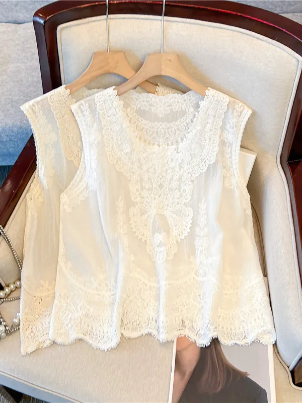 Bohemian Style Embroidered Lace Crop Top plus Size Women's Outerwear Summer Trendy Sleeveless Shirt Casual round Neck
Bohemian Style Embroidered Lace Crop Top plus Size Women's Outerwear Summer Trendy Sleeveless Shirt Casual round Neck