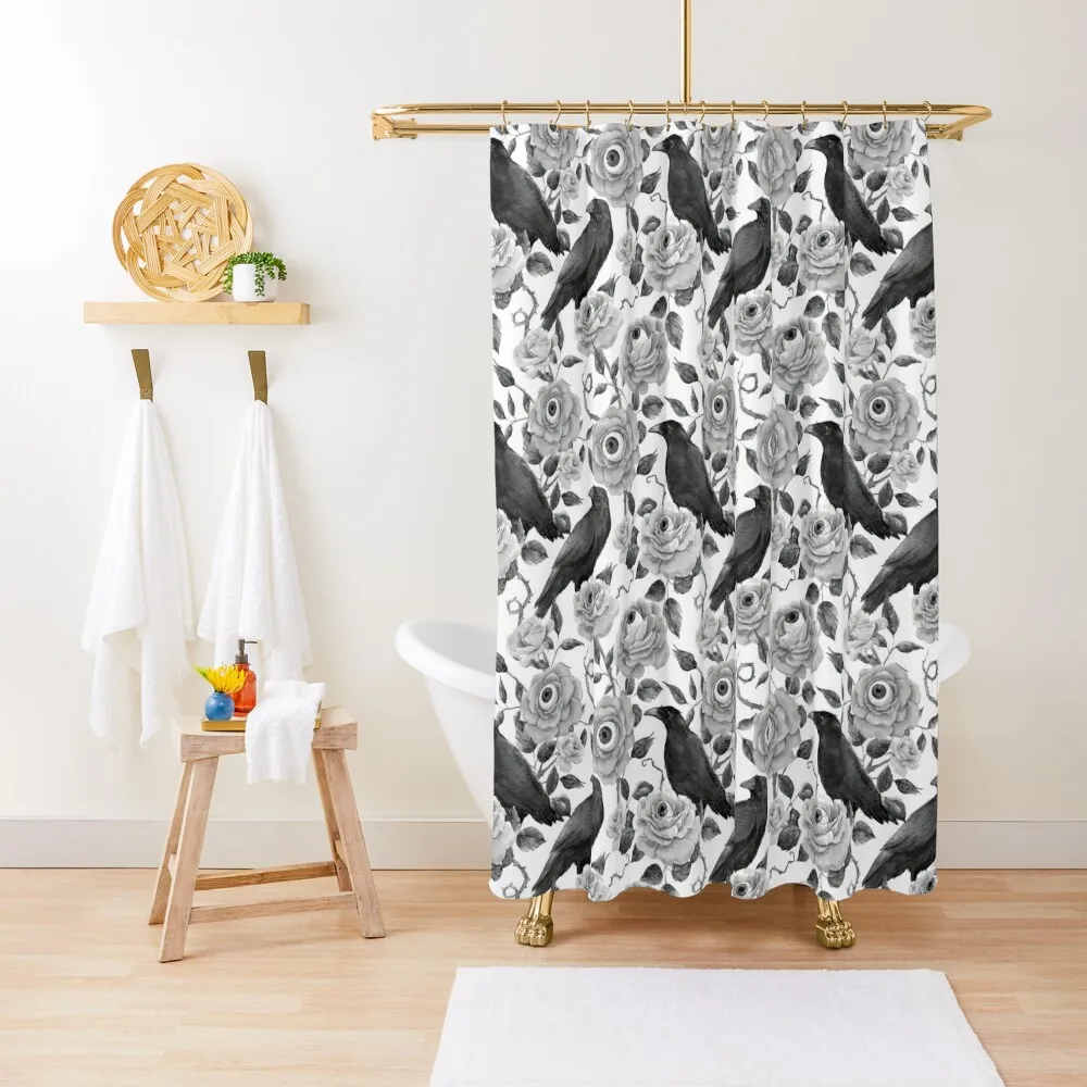 Edgar Allen Poe Nevermore Watercolor Black and White Ravens with Roses and Eyeballs Shower Curtain Bathroom Accessory Curtain
Edgar Allen Poe Nevermore Watercolor Black and White Ravens with Roses and Eyeballs Shower Curtain Bathroom Accessory Curtain
