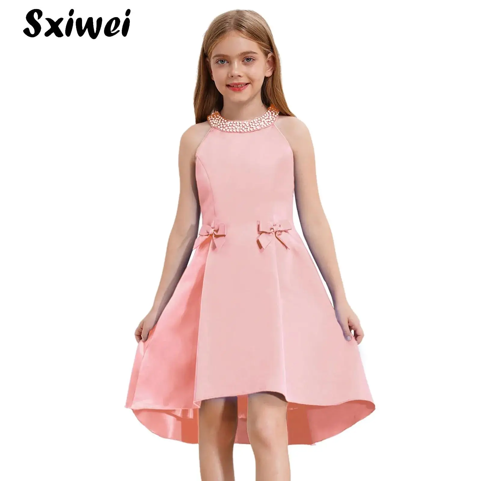 Satin Flower Girl Dress for Kid Wedding Junior Bridesmaid Communion Party Pageant Shiny Beaded Bowknot Decor Prom Dresses Gown
Satin Flower Girl Dress for Kid Wedding Junior Bridesmaid Communion Party Pageant Shiny Beaded Bowknot Decor Prom Dresses Gown
