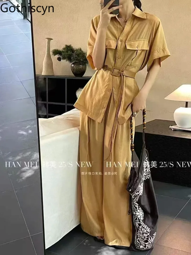 Gothiscyn Cargo Pants Set Women's Summer Loose Lace-up Shirt High Waist Wide Leg Pants Two-piece Set Fashion Female Clothes
Gothiscyn Cargo Pants Set Women's Summer Loose Lace-up Shirt High Waist Wide Leg Pants Two-piece Set Fashion Female Clothes