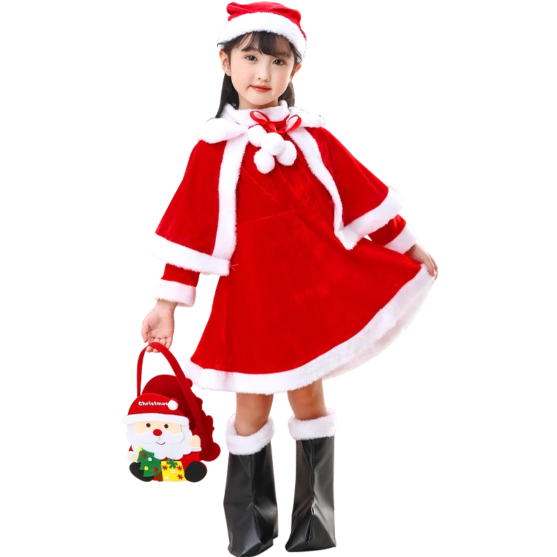 Santa Claus Red Costume Sets shawl/Skirt/hat Suit For Girl Clothing With Candy Bag
Santa Claus Red Costume Sets shawl/Skirt/hat Suit For Girl Clothing With Candy Bag