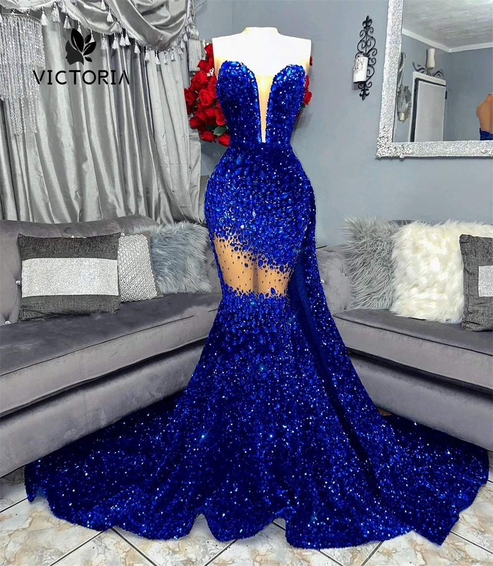 Royal Blue Prom Dresses Crystal Rhinestones Sequin Mermaid 2025 Birthday Luxury Dress Elegant Party Gowns Black Girls Customized
Royal Blue Prom Dresses Crystal Rhinestones Sequin Mermaid 2025 Birthday Luxury Dress Elegant Party Gowns Black Girls Customized