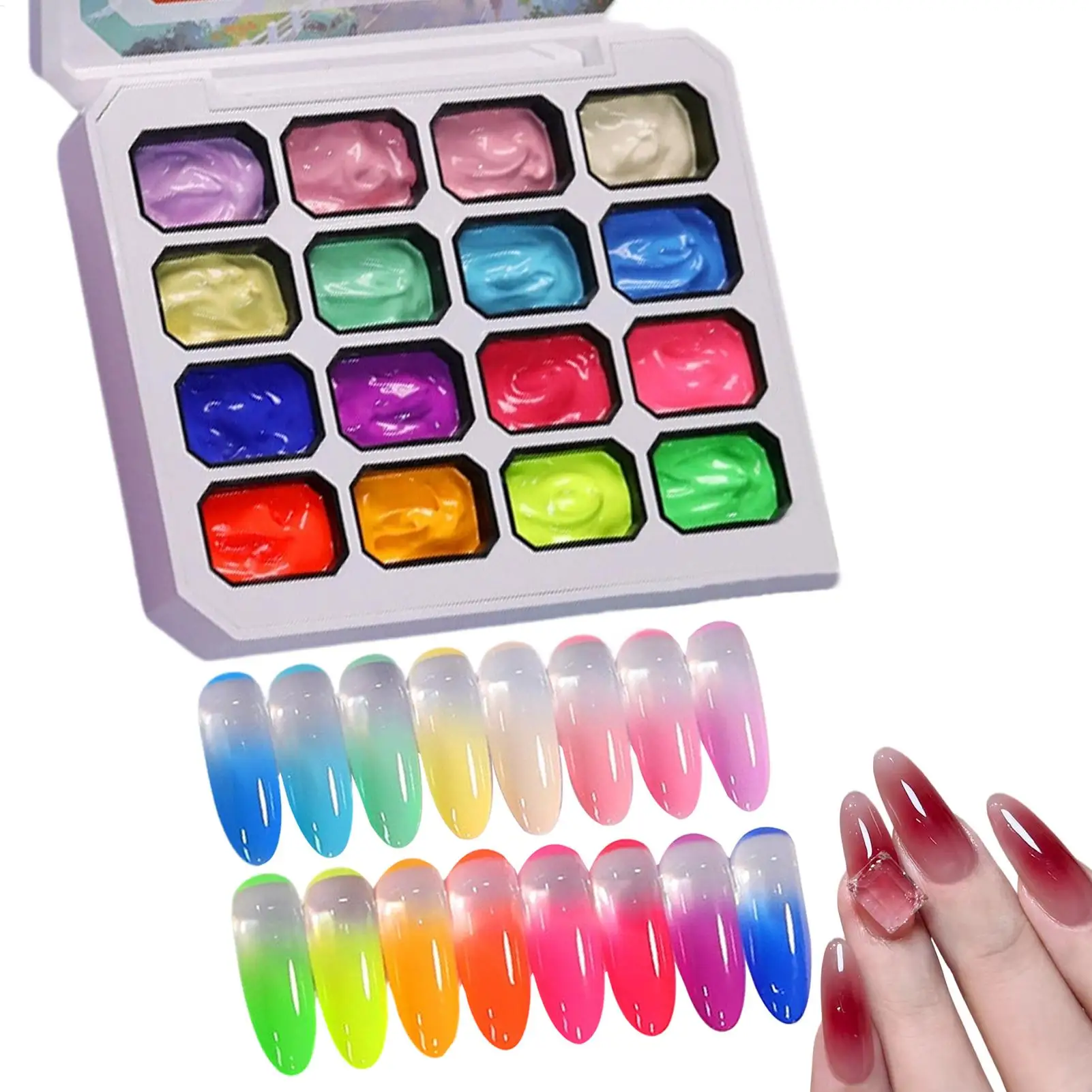 16 Colors Pat Painting Gel Varnishes For Gradient Stamping Drawing Pattern UV/LED Gradient Patting Gel Palette Manicure
16 Colors Pat Painting Gel Varnishes For Gradient Stamping Drawing Pattern UV/LED Gradient Patting Gel Palette Manicure