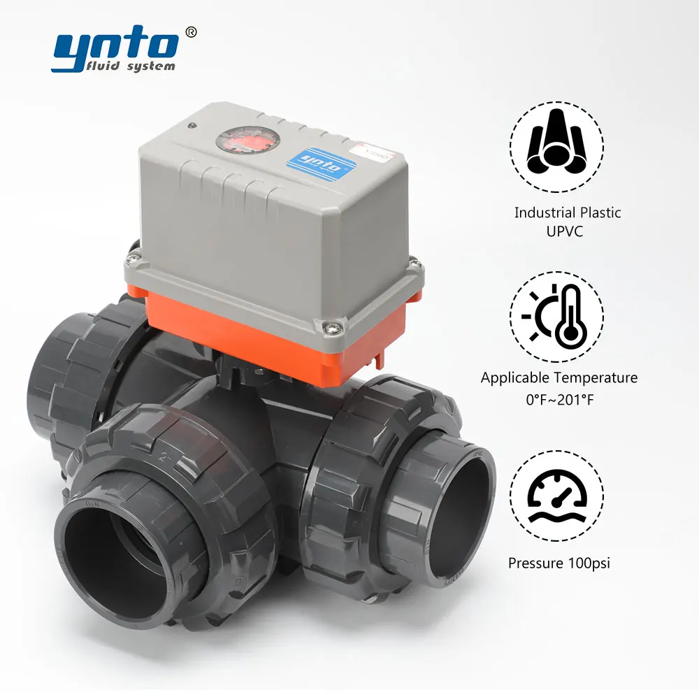 3 Way PVC Ball Valve with Electric Actuator Self-Controlled for Industrial Water Treatment OEM Customizable Internal
3 Way PVC Ball Valve with Electric Actuator Self-Controlled for Industrial Water Treatment OEM Customizable Internal