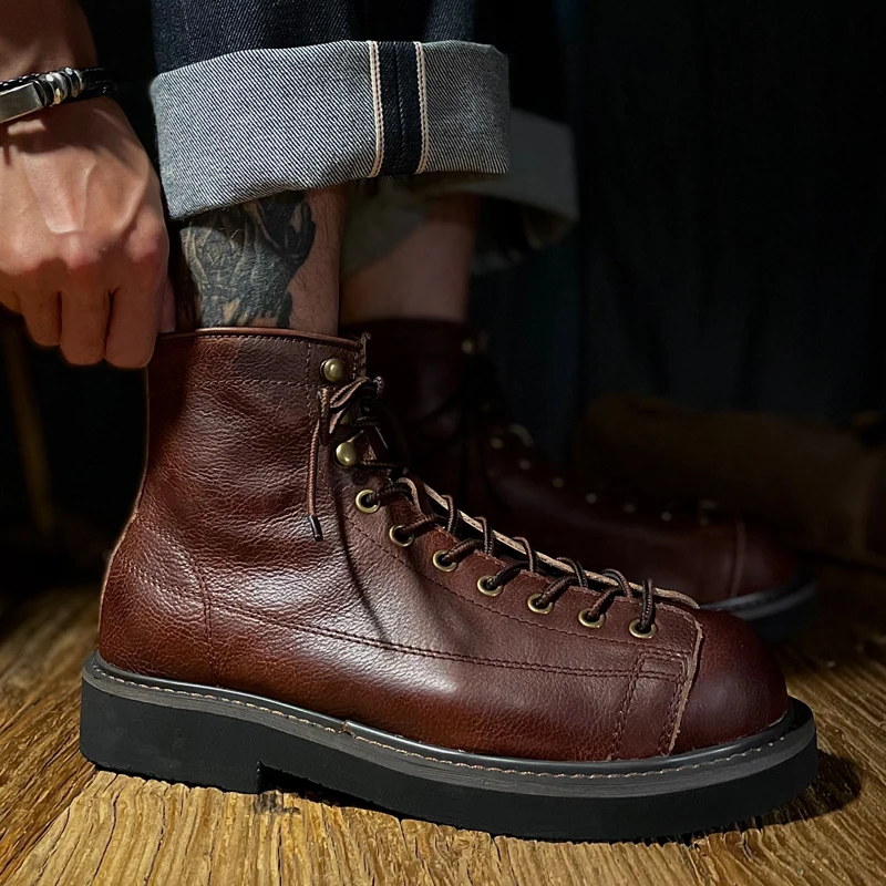 Мужские высокие ботинки осень 2025: ретро-стиль, повседневные, кожаные, износостойкие, на низком каблуке, с круглым носком, для активного образа жизни
Мужские высокие ботинки осень 2025: ретро-стиль, повседневные, кожаные, износостойкие, на низком каблуке, с круглым носком, для активного образа жизни
