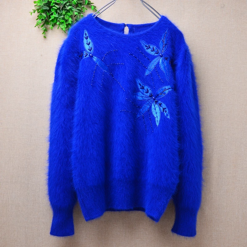 Women Mujer Autumn Winter Clothing Vintage Beading Angora Rabbit Hair Knitted O-Neck Long Sleeves Loose Pullover Sweater Jumper
Women Mujer Autumn Winter Clothing Vintage Beading Angora Rabbit Hair Knitted O-Neck Long Sleeves Loose Pullover Sweater Jumper