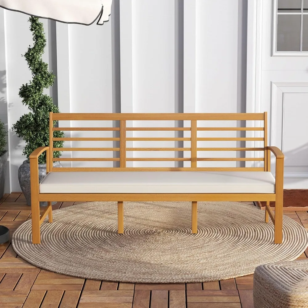 "64" Acacia Wood Patio Bench - 3-Seater w/ Cushion, Slatted Seat & Backrest"
"64" Acacia Wood Patio Bench - 3-Seater w/ Cushion, Slatted Seat & Backrest"