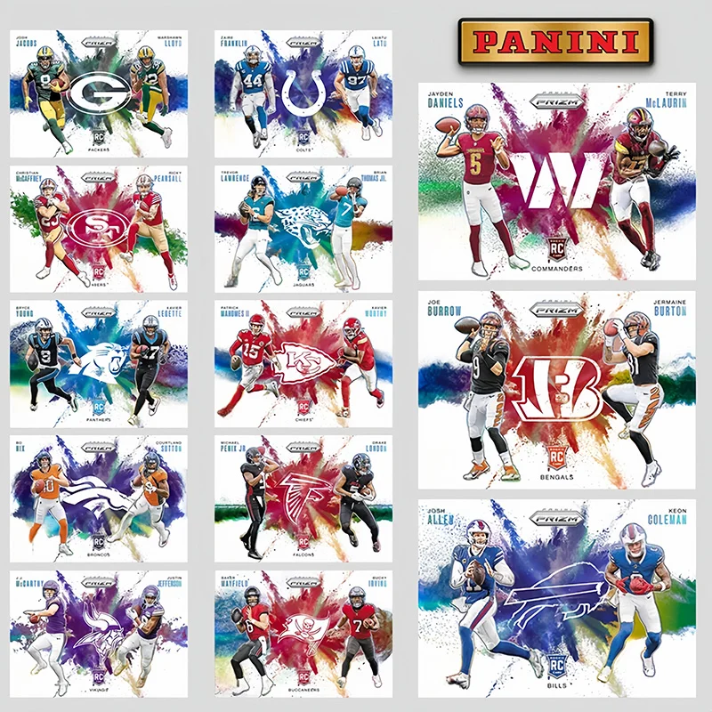 Panini Diy 2024, Prizm NFL Color Blast Duals Джош Аллен Джо Берроу, Джейден Дэниели, коллекционные карточки с регби-звездой, подарок на день рождения, сбор
Panini Diy 2024, Prizm NFL Color Blast Duals Джош Аллен Джо Берроу, Джейден Дэниели, коллекционные карточки с регби-звездой, подарок на день рождения, сбор