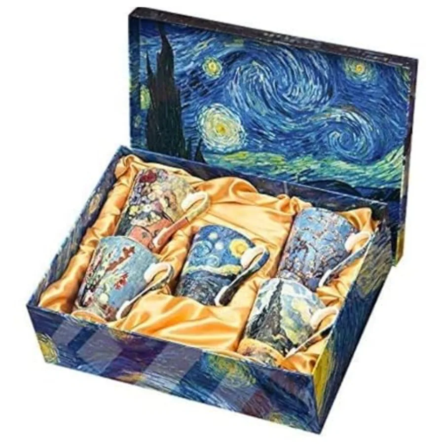Van Gogh Bone China of 5 Large for Coffee and Tea With Gift Box 12 -Ounce Art Coffee and Tea
Van Gogh Bone China of 5 Large for Coffee and Tea With Gift Box 12 -Ounce Art Coffee and Tea