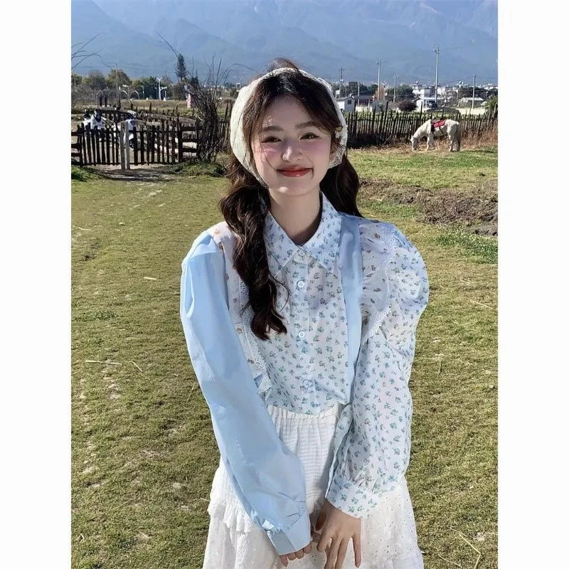 Ladies Spring Summer Casual Preppy StyleLively Cute Patchwork Ruffles Peter Pan Collar Women's Shirt Young Style Loose Top Tee
Ladies Spring Summer Casual Preppy StyleLively Cute Patchwork Ruffles Peter Pan Collar Women's Shirt Young Style Loose Top Tee