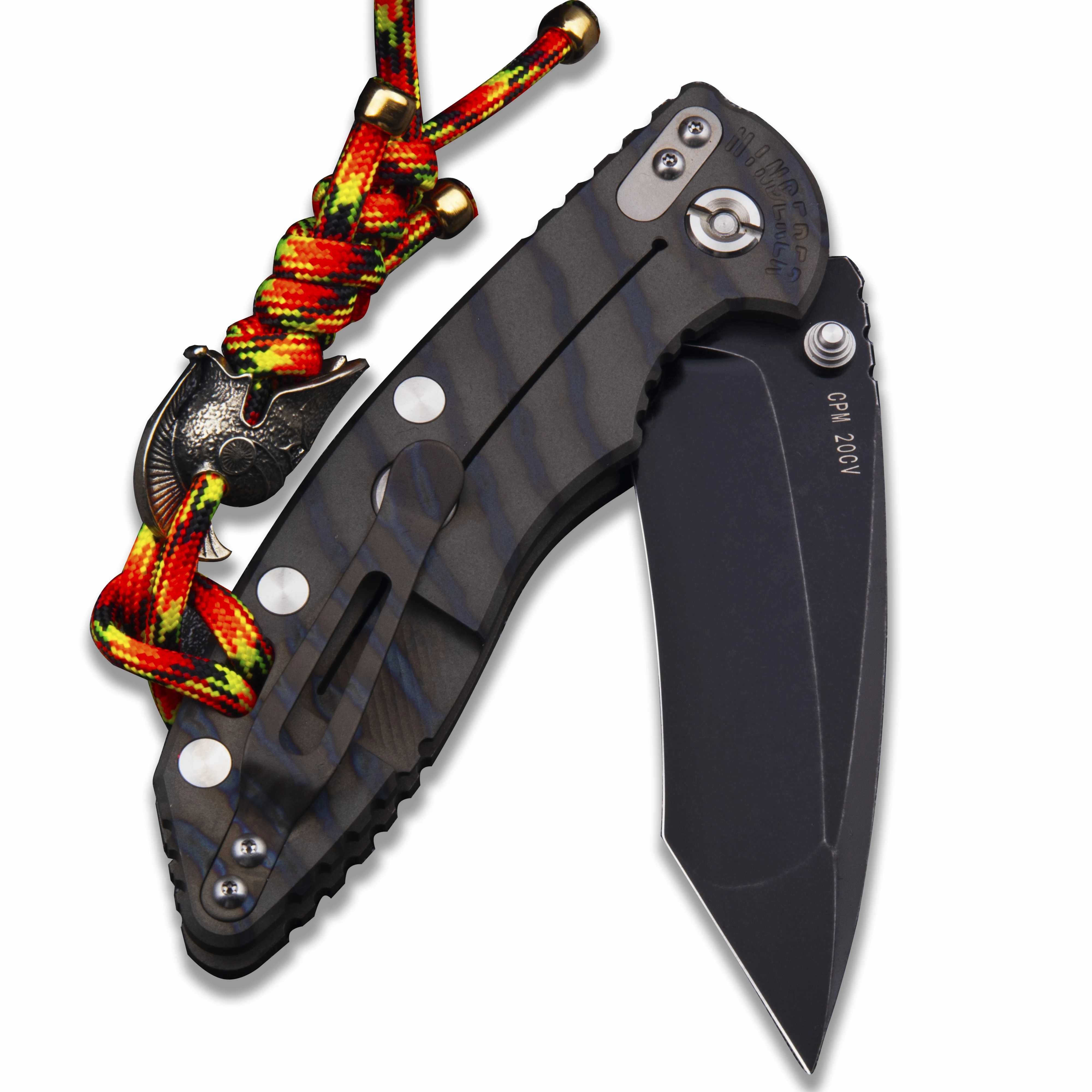 CPM 20CV folding knife TC4 titanium handle with titanium coating suitable for outdoor camping survival collecting and gifting.
CPM 20CV folding knife TC4 titanium handle with titanium coating suitable for outdoor camping survival collecting and gifting.