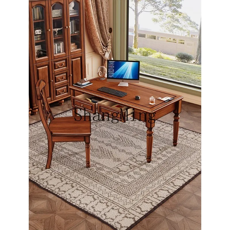 CL retro solid wood living room large desk chair study one word long desk bookcase combination calligraphy computer
CL retro solid wood living room large desk chair study one word long desk bookcase combination calligraphy computer
