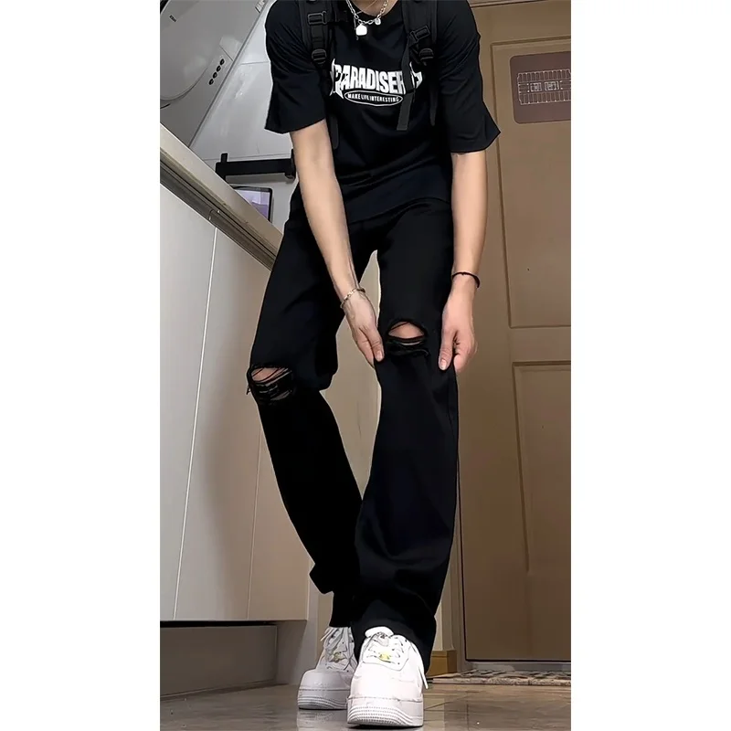Bla Ripped Slim Fit Jeans Men's Summer Thin American High Street Vibe Elastic Micro Flared Pants Wear Resistant Straight Leg
Bla Ripped Slim Fit Jeans Men's Summer Thin American High Street Vibe Elastic Micro Flared Pants Wear Resistant Straight Leg